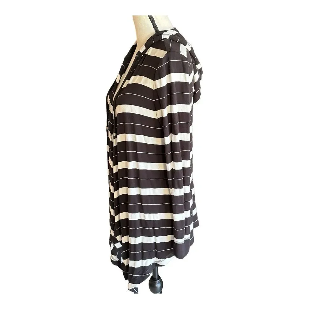 Michael Kors Womens‎ long sleeve hood cardigan black white Small viscose stretch